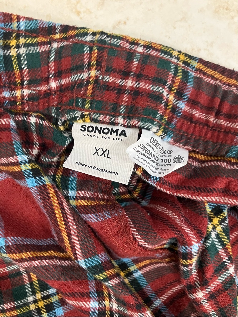 Sonoma Red Plaid Men's Jogger Pants - Picture 3 of 3